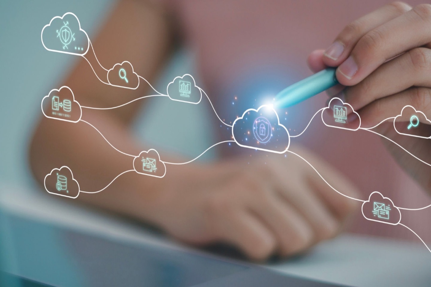 A hologram showing visual representations of the services Quantumtec offers