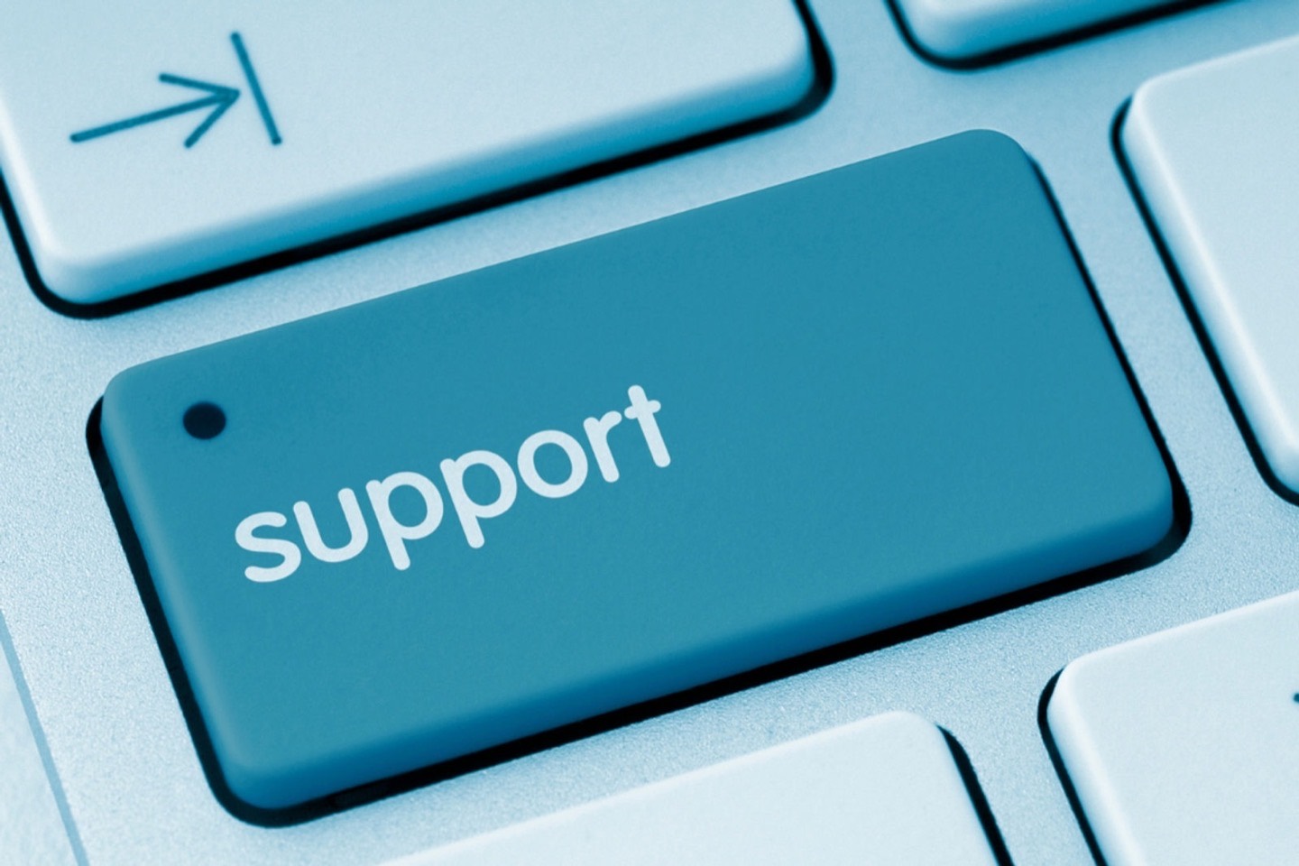 A keyboard with a dedicated IT support key